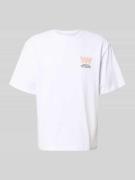 Wood Wood T-Shirt mit Label-Print Modell 'Gary' in Weiss, Größe L