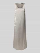 Luisa Cerano Midikleid mit Leinen-Anteil in Silber, Größe 42