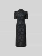 ROTATE Midikleid mit Puffärmeln in Black, Größe 34