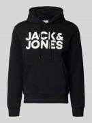 Jack & Jones Hoodie mit Label-Print und Känguru-Tasche in Black, Größe...