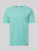Gant Regular Fit T-Shirt mit Logo-Stitching in Tuerkis, Größe 3XL