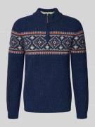 RAGMAN Regular Fit Troyer aus Woll-Mix in Marine, Größe L