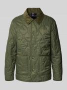 Tommy Hilfiger Regular Fit Steppjacke mit Cord-Kragen in Oliv, Größe L