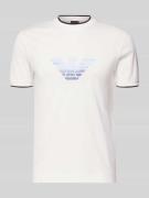 Emporio Armani Regular Fit T-Shirt mit Logo-Stitching in Offwhite, Grö...
