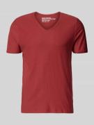 MCNEAL T-Shirt mit geripptem Rundhalsausschnitt in Rostrot, Größe L