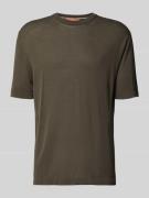 CRUNA T-Shirt mit geripptem Rundhalsausschnitt in Oliv, Größe 48