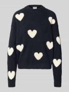 Jake*s Casual Strickpullover im Allover-Look in Dunkelblau, Größe L