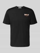Replay Regular Fit T-Shirt mit Logo-Stitching in Black, Größe L