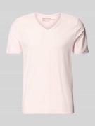 MCNEAL T-Shirt mit geripptem Rundhalsausschnitt in Hellrosa, Größe L