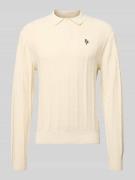 REVIEW Strickpullover mit Strukturmuster und Polokragen in Ecru, Größe...