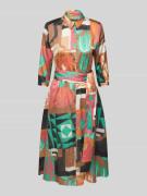 Milano Italy Hemdblusenkleid mit Bindegürtel in Black, Größe 46