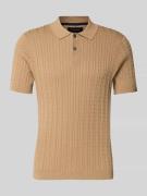 Christian Berg Men Slim Fit Poloshirt in Strick-Optik in Sand, Größe 3...