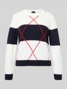 monari Strickpullover mit Rautenmuster und Rundhalsausschnitt in Marin...