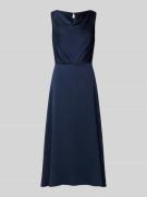 Swing Cocktailkleid in Midilänge mit Wasserfall-Ausschnitt in Dunkelbl...