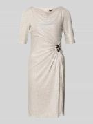 Vera Mont Knielanges Cocktailkleid mit Wasserfall-Ausschnitt in Silber...