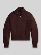 Polo Ralph Lauren Troyer mit Zopfstrickmuster in Dunkelbraun, Größe L
