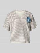 Milano Italy T-Shirt mit floraler Applikation in Offwhite, Größe L