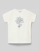 Mayoral T-Shirt mit floralem Stitching in Offwhite, Größe 104