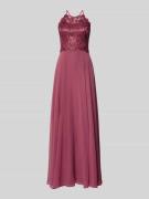 V.M. Abendkleid mit Spitze und Cut Out in Altrosa, Größe 32