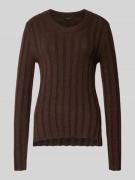 OPUS Slim Fit Strickpullover mit Woll-Anteil Modell 'Polmi' in Dunkelb...