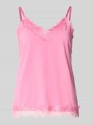 FREE/QUENT Top mit Spitzenbesatz Modell 'BICCO' in Pink, Größe L