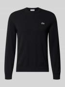 Lacoste Regular Fit Strickpullover aus Baumwoll-Mix in Black, Größe L