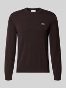 Lacoste Regular Fit Strickpullover aus Baumwoll-Mix in Dunkelbraun, Gr...