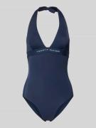 TOMMY HILFIGER Badeanzug mit Label-Print in Dunkelblau, Größe L