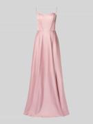 Unique Abendkleid aus Satin mit Spaghettiträgern in Rose, Größe 32