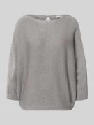 More & More Strickpullover mit 3/4-Arm in Hellgrau, Größe 34