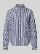 Gant Regular Fit Bluse mit Streifenmuster und Label-Stitching in Marin...