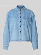 Oui Relaxed Fit Jeansbluse mit Brusttasche in Blau, Größe 40