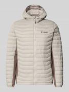 COLUMBIA Steppjacke mit Kapuze und Logo in Hellgrau Melange, Größe L