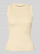 Guess Top mit Ziersteinbesatz und Rundhalsausschnitt in Beige, Größe L