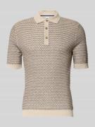 Brax Slim Fit Poloshirt in Strick-Optik mit Leinen-Anteil in Sand, Grö...