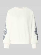 Zero Regular Fit Sweatshirt mit Motiv-Stitching in Ecru, Größe 34