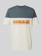 Napapijri T-Shirt mit Label-Stitching Modell 'SATURNIA' in Offwhite, G...