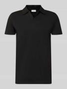 Lindbergh Slim Fit Poloshirt mit V-Ausschnitt in Black, Größe L