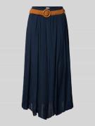 Apricot Midirock aus Viskose-Mix mit Gürtel in Marine, Größe L