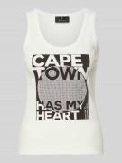 monari Slim Fit Top mit Strasssteinbesatz Modell 'Cape Town' in Weiss,...