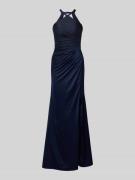 Luxuar Slim Fit Abendkleid mit Raffungen in Dunkelblau, Größe 34