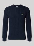 Lacoste Regular Fit Strickpullover aus Baumwoll-Mix in Dunkelblau, Grö...