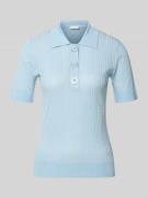 Liu Jo White Strickshirt mit Polokragen und Knopfleiste in Hellblau, G...