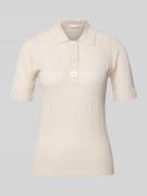 Liu Jo White Strickshirt mit Polokragen und Knopfleiste in Sand, Größe...
