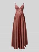 Laona Abendkleid mit floralem Pailettenbesatz in Terra, Größe 32