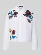 Oui Boxy Fit Bluse mit Pailletten in Weiss, Größe 34