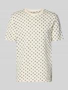 Scotch & Soda T-Shirt im Allover-Look mit Rundhalsausschnitt in Offwhi...