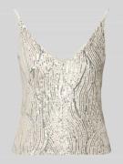 Swing Top mit V-Ausschnitt und Pailletten in Offwhite, Größe 32