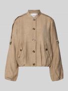 YAS Jacke aus Viskose-Mix mit Stehkragen Modell 'RINA' in Taupe, Größe...