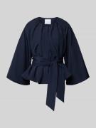 Rich & Royal Taillierter Bluse mit Bindegürtel in Marine, Größe 36
